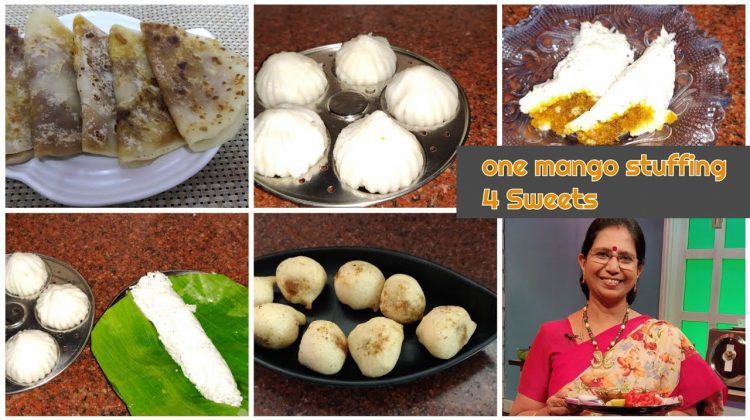 1மாம்பழபூரணம் 4 வகைஇனிப்பு Mango Sugiyan, Mangomodhakam, StuffedIdiyappam,(Stringhoppers)  Mangopoli